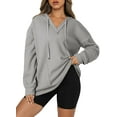 thumbnail image 1 of DOKOTOO Women Hoodies Oversized Drawstring Waffle Hooded Sweatshirt Casual Long Sleeve V Neck Waffle Knit Tops S-2XL, 1 of 10