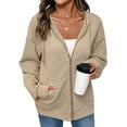thumbnail image 1 of DOKOTOO Hoodies for Women Zip Up Hoodies Oversized Sweatshirts Casual Waffle Hooded Sweatshirt with Pocket S-2XL, 1 of 12