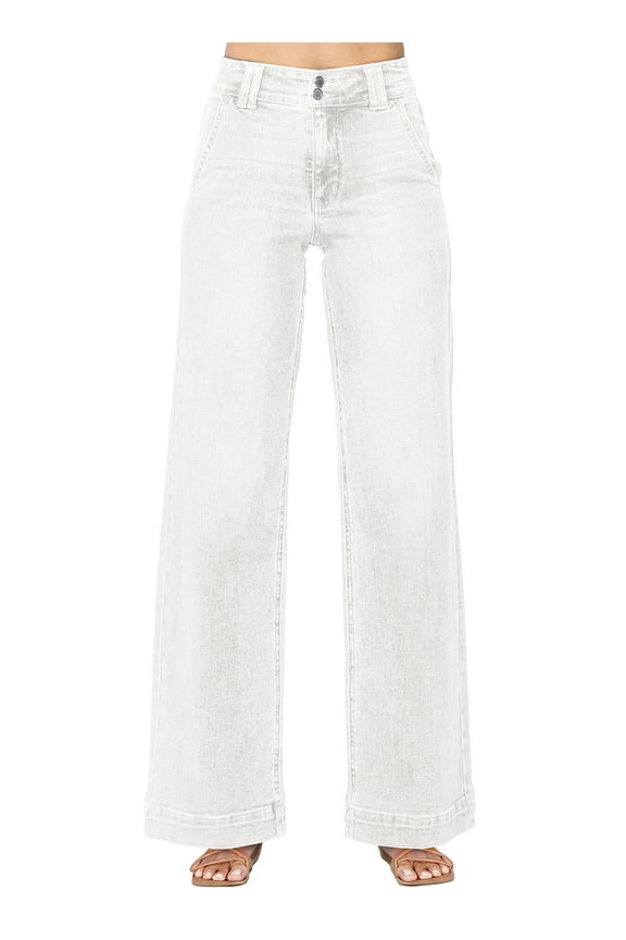 Jeans for Women High Waisted Wide Leg Jeans Trendy Stretchy Denim Pants with Slanted Pockets Comfort Baggy Straight Leg (Plus Sizes Available)