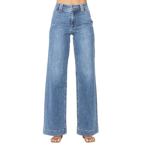 DOKOTOO Jeans for Women High Waisted Wide Leg Jeans Trendy Stretchy Denim Pants with Slanted Pockets Comfort Baggy Straight Leg (Plus Sizes Available)