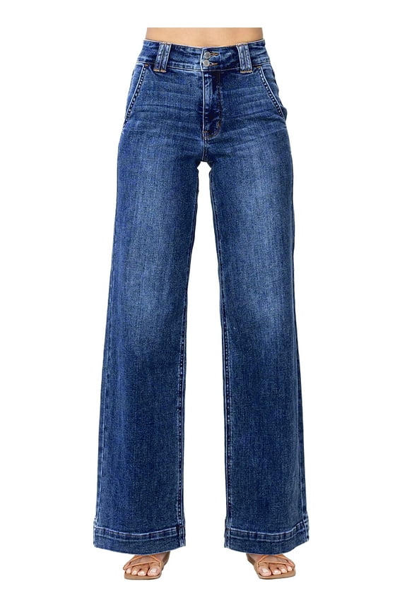 Jeans for Women High Waisted Wide Leg Jeans Trendy Stretchy Denim Pants with Slanted Pockets Comfort Baggy Straight Leg (Plus Sizes Available)