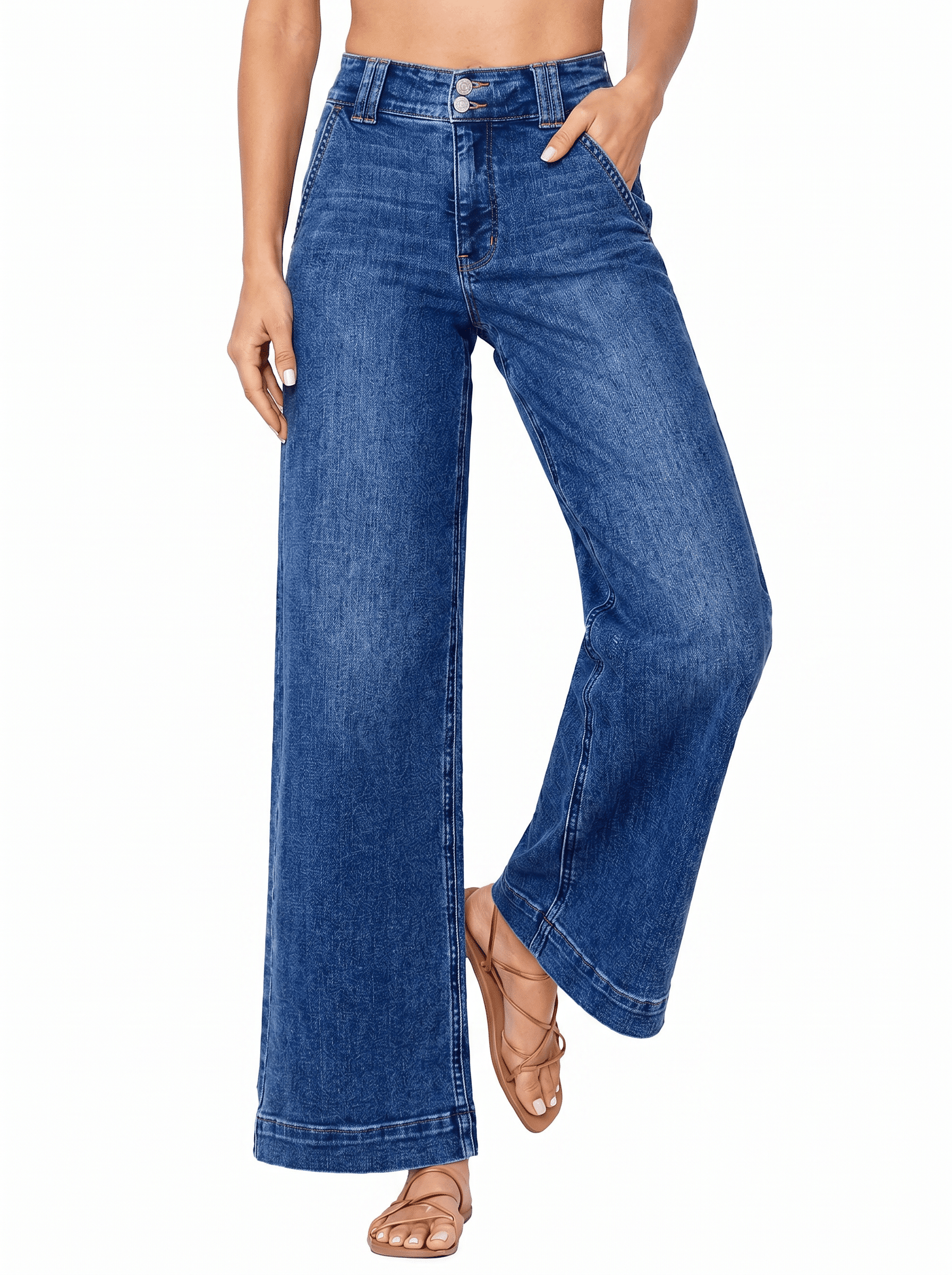 Slanted C DOKOTOO Jeans for Women High Waisted Wide Leg Jeans Trendy Stretchy ...