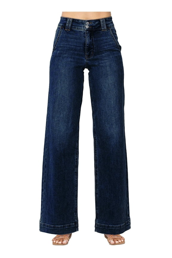 Jeans for Women High Waisted Wide Leg Jeans Trendy Stretchy Denim Pants with Slanted Pockets Comfort Baggy Straight Leg (Plus Sizes Available)