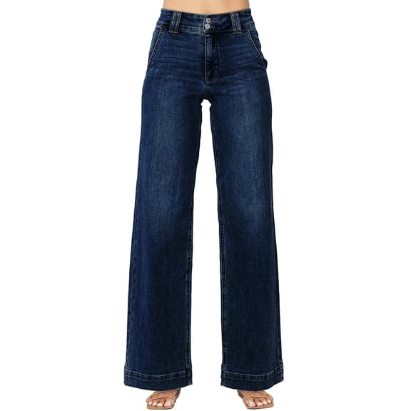 DOKOTOO Jeans for Women High Waisted Wide Leg Jeans Trendy Stretchy Denim Pants with Slanted Pockets Comfort Baggy Straight Leg (Plus Sizes Available)