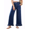 thumbnail image 1 of DOKOTOO Jeans for Women High Waisted Wide Leg Jeans with Ruffle Hem Trendy Stretchy Denim Loose Pants Straight Leg (Plus Sizes Available), 1 of 12