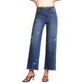 thumbnail image 1 of DOKOTOO Jeans for Women Stretchy Straight Leg Distressed Washed Comfort Fit Trendy Frayed Raw Hem Ankle Pants (Plus Size Available), 1 of 8