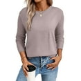 thumbnail image 1 of DOKOTOO Sweaters for Women Hollow Out Long Sleeves Soft Knit Crewneck Winter Sweater, 1 of 10