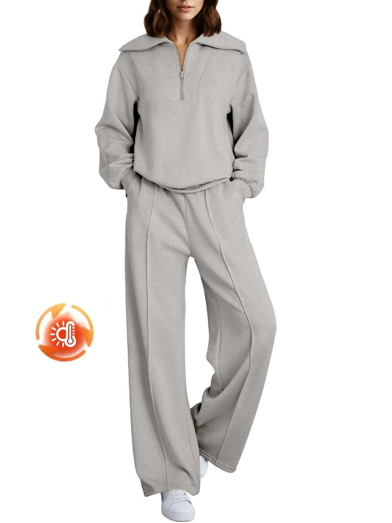 DOKOTOO Sweatsuits for Women Piece Outfits Fleece Lining Half