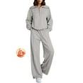 thumbnail image 1 of DOKOTOO Sweatsuits for Women 2 Piece Outfits Half Zip Sweatshirt Wide Leg Sweatpant Tracksuit Matching Set Women Clothing, 1 of 10