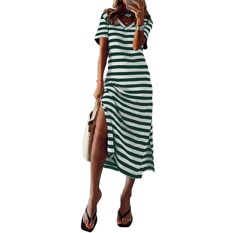 Casual Print Split Joint V Neck Straight Dresses(6 Colors) Casual Print Split Joint V Neck Straight Dresses(6 Colors)