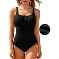 thumbnail image 1 of DOKOTOO One Piece Swimsuits for Women Stretch Breathable Textured Tummy Control Keyhole Tie Knot Removable Pad Bathing Suits, 1 of 11