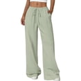thumbnail image 1 of DOKOTOO Palazzo Pants for Women Wide Leg Elastic Waist Linen Pants Casual Loose Lounge Beach Trousers with Pockets, 1 of 8