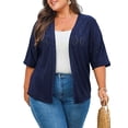 thumbnail image 1 of DOKOTOO Plus Size Cardigan for Women Summer Half Sleeve Cutout Cover Ups Open Front Cardigans Navy Blue L US12-14, 1 of 11
