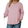 thumbnail image 1 of DOKOTOO Plus Size Sweatshirts for Women Long Sleeve V Neck Oversized Drop Shoulder Solid Pullover Tops(1X-5X), 1 of 7