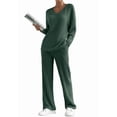 thumbnail image 1 of DOKOTOO Two Piece Lounge Sets for Woman Fall Loungewear Outfits Ribbed Knit Outfits Classis Sleepwear Green S(US4-6), 1 of 10