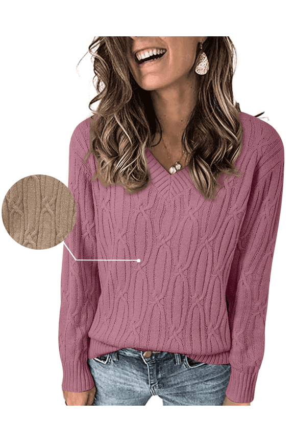 Sweaters for Women Cable Knit Pullover Sweaters Long Sleeve V Neck Sweaters Jumper Tops