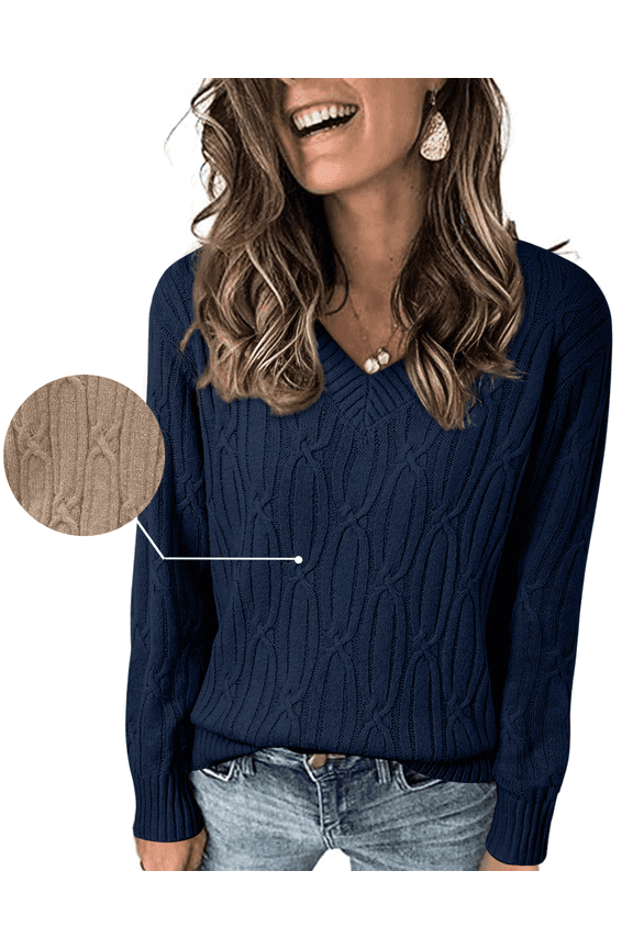 Sweaters for Women Cable Knit Pullover Sweaters Long Sleeve V Neck Sweaters Jumper Tops