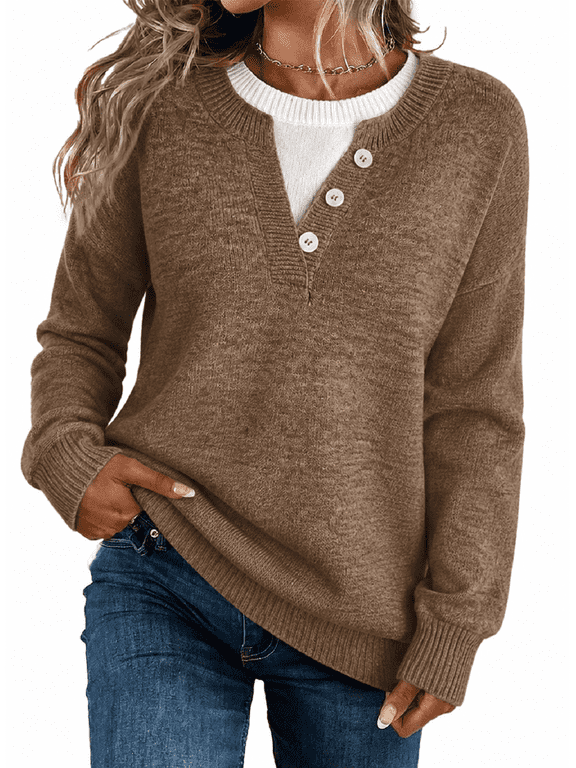 Sweaters for Women Casual Crewneck Long Sleeve Layered Sweater Tops Lightweight Knit Pullover Shirt Soft Fall Winter Top S-2XL