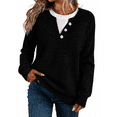 thumbnail image 1 of DOKOTOO Women's Casual Layered Knit Sweater Top Crewneck Long Sleeve Lightweight Pullover Shirt Button Detail Soft Sweaters Women S-2XL, 1 of 10