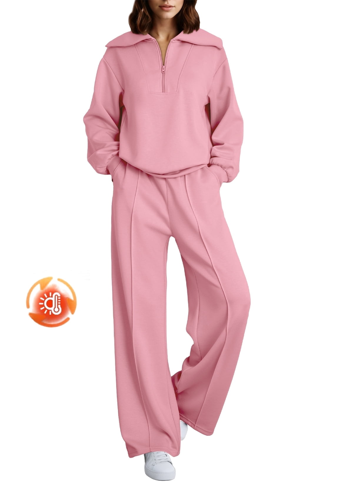 DOKOTOO, Womens Sweatsuits 2 Piece Sets, Oversized Half Zip, Black