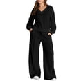 thumbnail image 1 of DOKOTOO Sweatsuits for Women 2 Piece Outfits Oversized Casual V Neck Sweatshirt with Wide Leg Sweatpants Tracksuit Jogger Set, 1 of 11