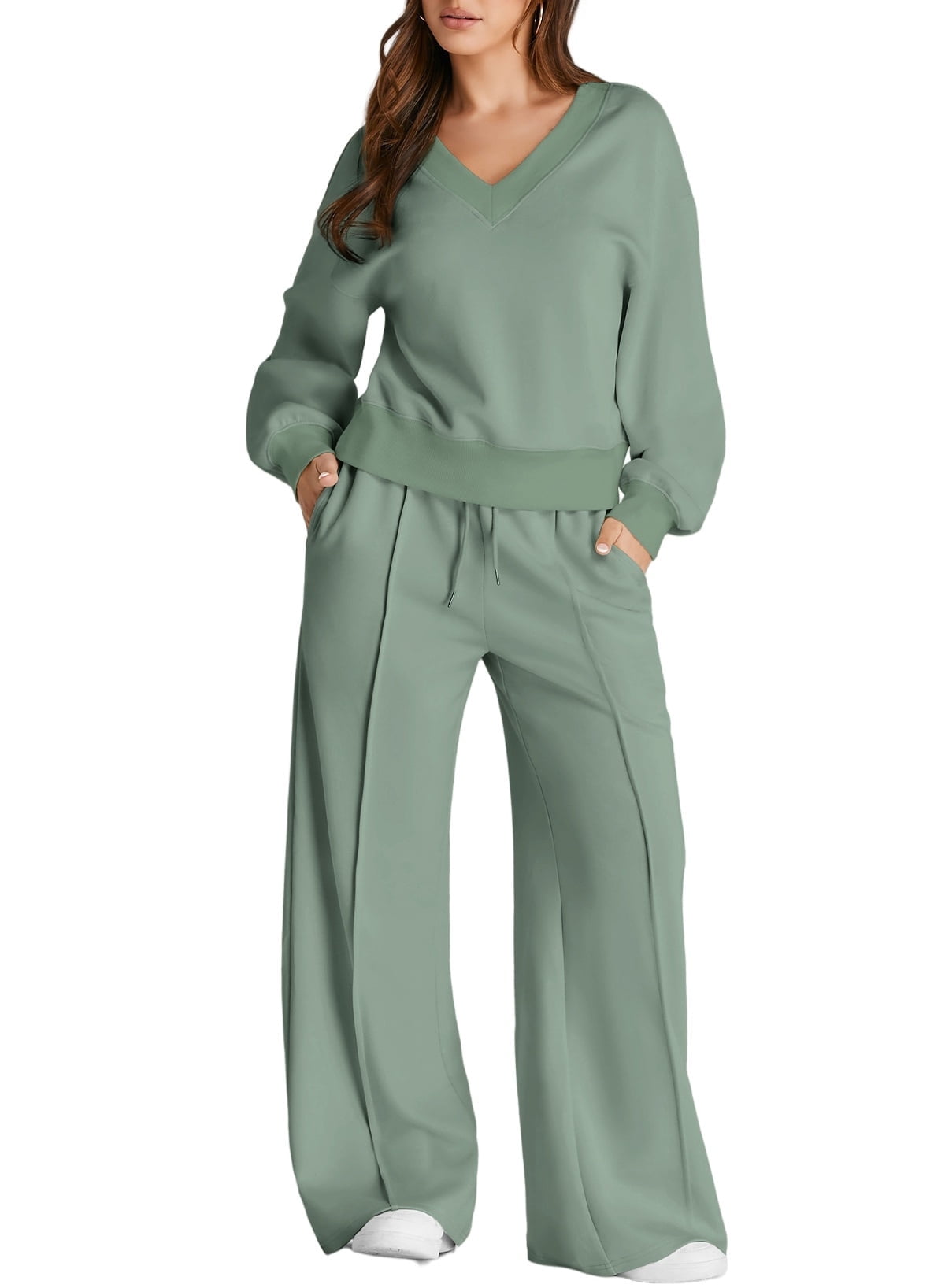 DOKOTOO Sweatsuits for Women 2 Piece Outfits Oversized Casual V Neck ...