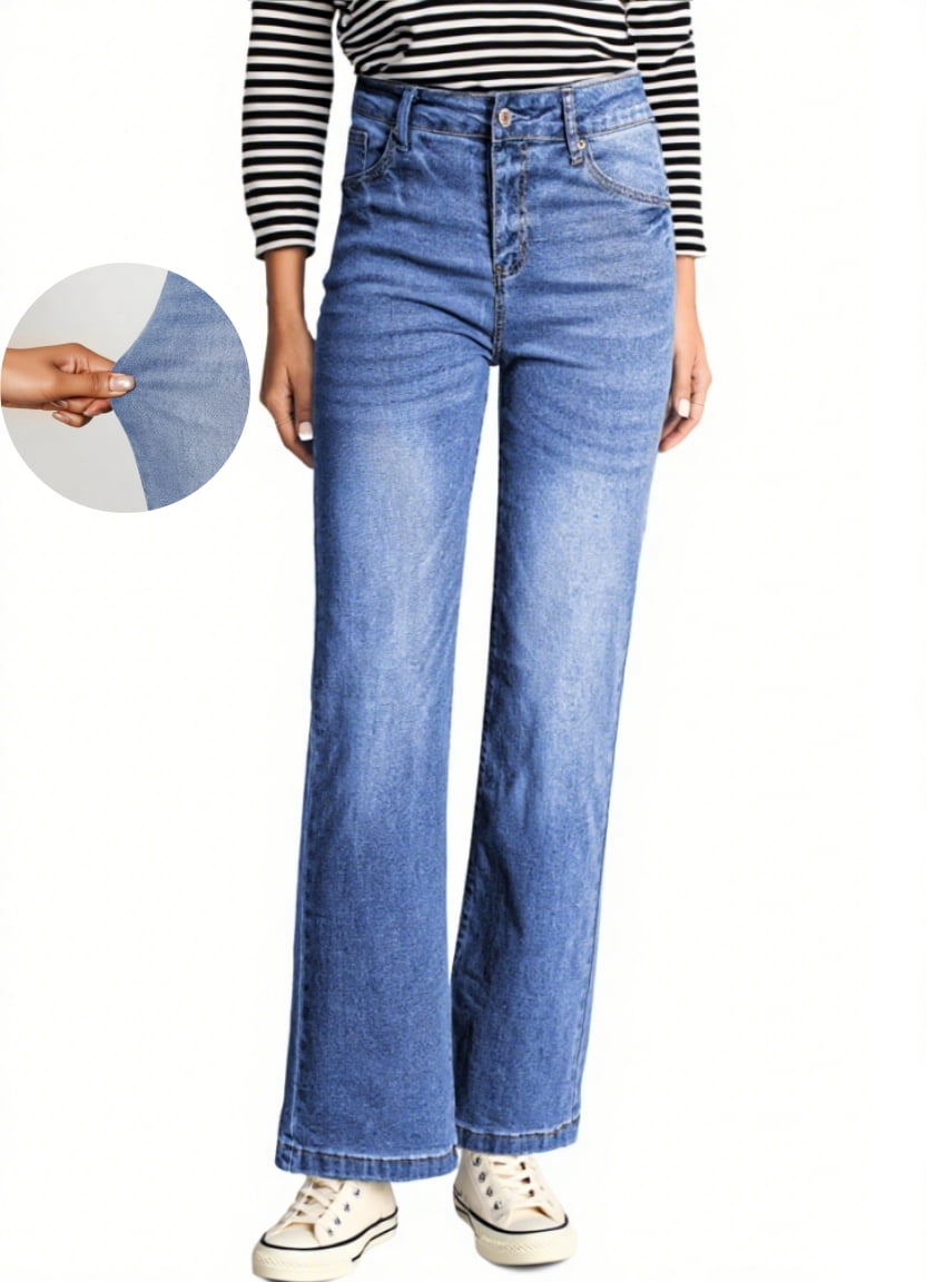 Women's Denim Pants Low Waist Wide Leg Trousers with Pockets Spring Summer Casual Loose Jeans main image 1