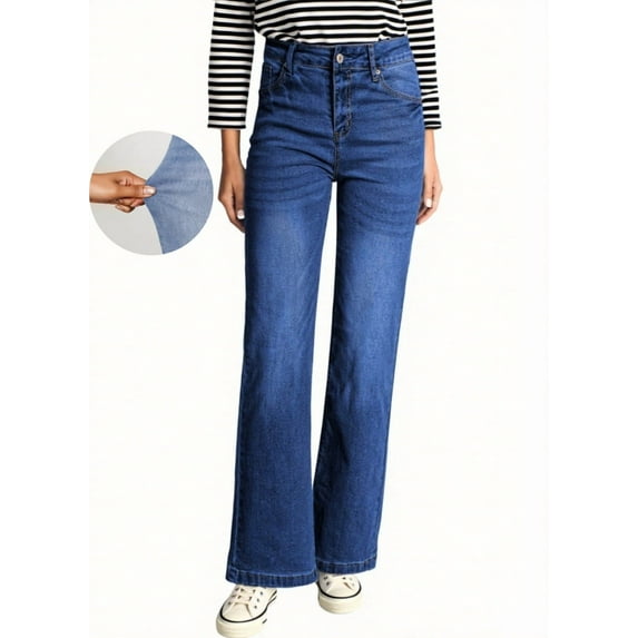 DOKOTOO Wide Leg Jeans for Women High Waisted Trendy Strechy Denim Pants Baggy Trouser Jeans