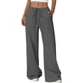 thumbnail image 1 of DOKOTOO Palazzo Pants for Women Wide Leg Elastic Waist Linen Pants Casual Loose Lounge Beach Trousers with Pockets, 1 of 8