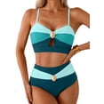 thumbnail image 1 of DOKOTOO Women Bikini Sets Cut Out High Waist 2 Piece Swimsuits Beach Summer Bathing Suits Green XXL US18-20, 1 of 11