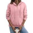 thumbnail image 1 of DOKOTOO Hooded Tops for Woman Drawstring Sweatshirts with Pockets Button Quilted Texture Pullover Hoodies Pink M US8-10, 1 of 6