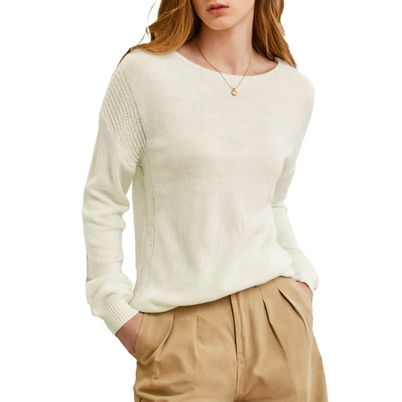 DOKOTOO Sweaters for Women Casual Long Sleeve Knit Pullover Crewneck Lightweight Oversized Loose Fit Sweater Top