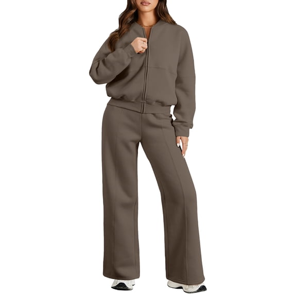 DOKOTOO 2 Piece Sweatsuits for Women Oversized Fleece Sweatsuits Zip Sweatshirt with Sweatpants Tracksuit with Pockets