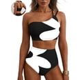 thumbnail image 1 of DOKOTOO Women's Bikini Sets One Shoulder Spaghetti Straps High Waist Print Tummy Control Two Pieces Swimsuits, 1 of 8