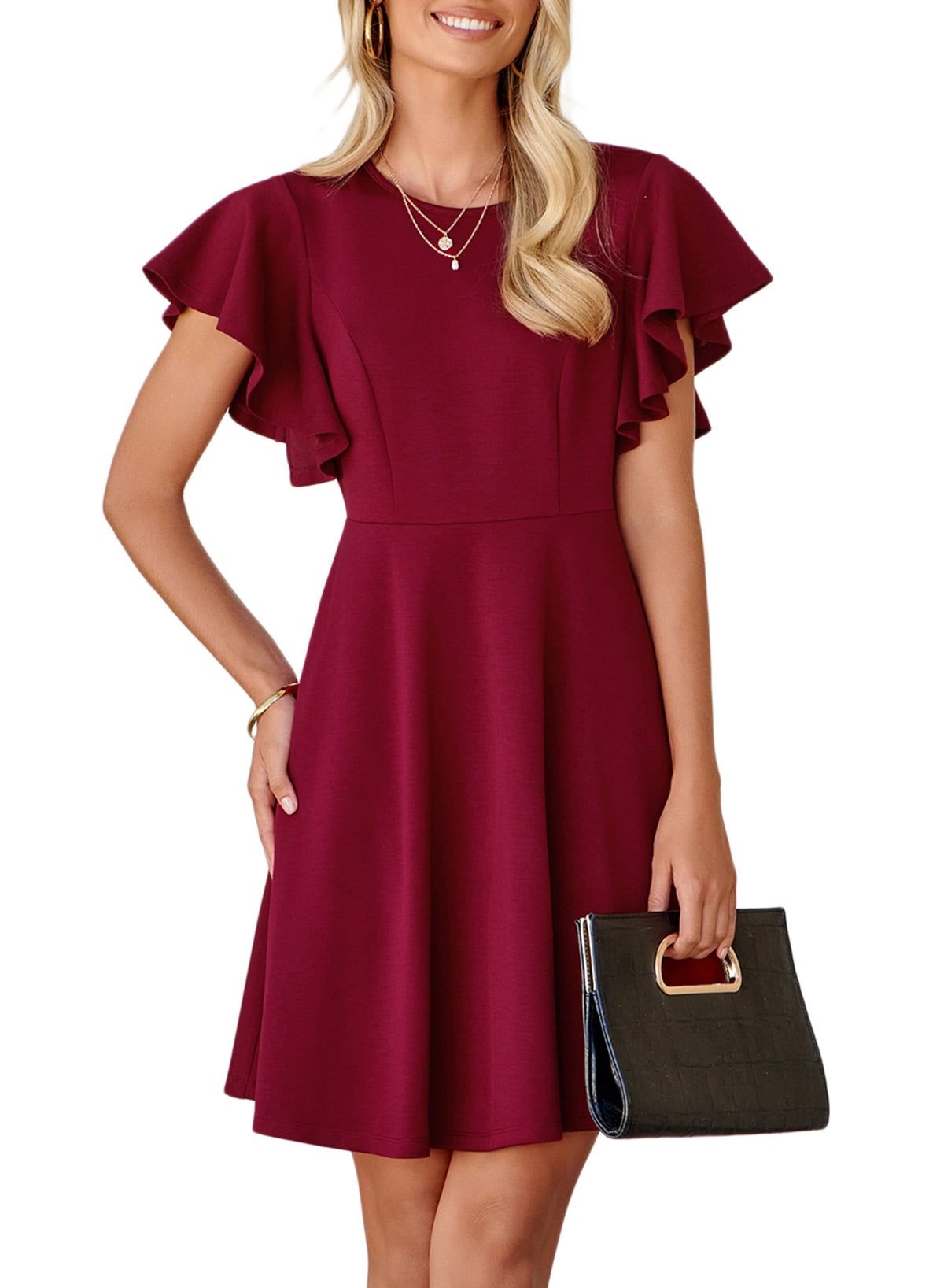 DOKOTOO Cocktail Dresses for Women Spring Summer - Crewneck Ruffle Sleeve High Waist Flowy Mini Dress - Walmart.com DOKOTOO Cocktail Dresses for Women Spring Summer - Crewneck Ruffle Sleeve High Waist Flowy Mini Dress - Walmart.com