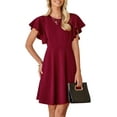 thumbnail image 1 of DOKOTOO High Waist Flowy A Line Mini Dress - Women's Spring Summer Cocktail Dress with Ruffle Sleeve, 1 of 10
