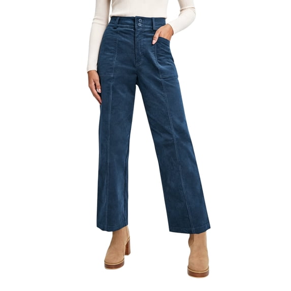DOKOTOO Women's Elastic Waist Rust Corduroy Corduroy Trousers - Figure-Flattering Soft Warm Retro Pants for Office & Weekend
