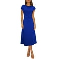 thumbnail image 1 of DOKOTOO Women's Elegant Cocktail Party Dress | Summer A-Line Midi Dress with Ruched Waist & Cowl Neck | Cap Sleeves, 1 of 8