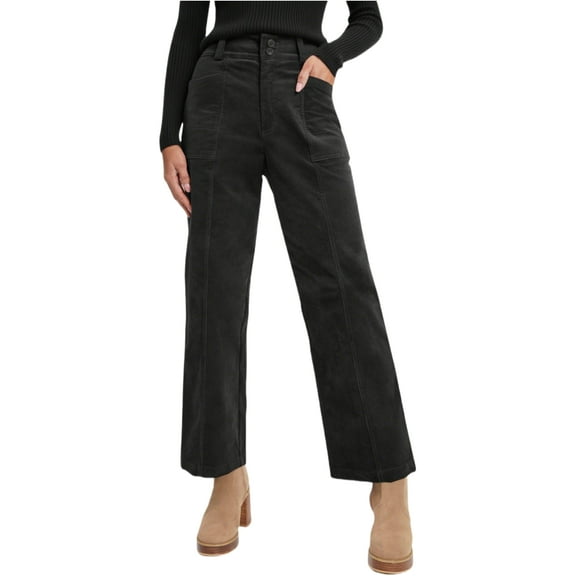 DOKOTOO Women's High-Waisted Elastic Waist Corduroy Pants - Retro Straight Leg Flattering Trousers for Fall & Winter​