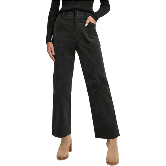 DOKOTOO Women's High-Waisted Elastic Waist Corduroy Pants - Retro Straight Leg Flattering Trousers for Fall & Winter