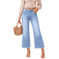 thumbnail image 1 of DOKOTOO Women's High Waisted Jeans Stretchy Comfort Fit Flared & Straight Leg Trendy Raw Hem Loose Fit 90s Retro (Plus Size Available), 1 of 9