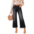 thumbnail image 1 of DOKOTOO Women's High Waisted Jeans Stretchy Comfort Fit Flared & Straight Leg Trendy Raw Hem Loose Fit 90s Retro (Plus Size Available), 1 of 9