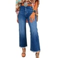 thumbnail image 1 of DOKOTOO Women's High Waisted Jeans Stretchy Comfort Fit Flared & Straight Leg Trendy Raw Hem Loose Fit 90s Retro (Plus Size Available), 1 of 9