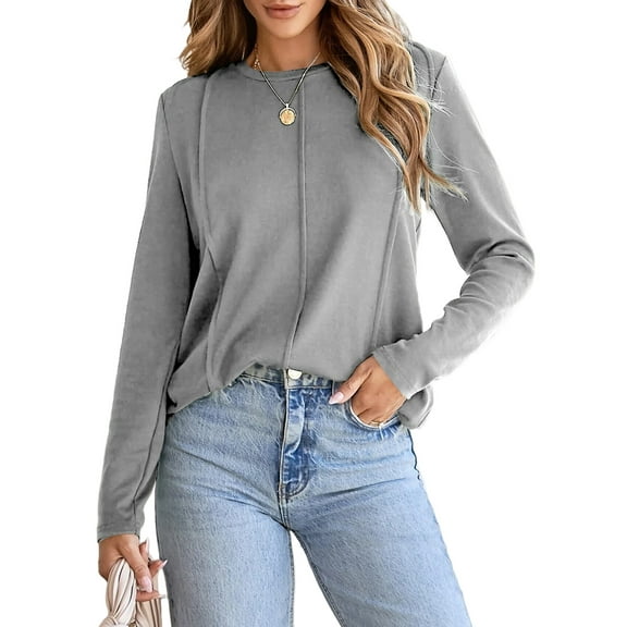 DOKOTOO Women's Lightweight Pleated Sweater Fall Winter Long Sleeve Crewneck Knit Loose Casual Pullover