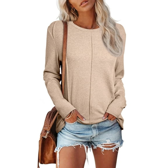 DOKOTOO Women's Lightweight Pleated Sweater Fall Long Sleeve Crewneck Knit Loose Fit Sweaters