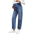 thumbnail image 1 of DOKOTOO Women's Maternity Jeans Elastic Waist Baggy Barrel Jeans Side Panel Loose Denim Stretch Pants for pregnancy women, 1 of 10