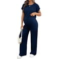 thumbnail image 1 of DOKOTOO Women's Maternity Sets 2 Piece Sets Ribbed Knit Short Sleeve Outfit Maternity Lounge Wear Soft Pregnant Pajamas Plus Size Sweatsuits Sets, 1 of 8