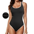 thumbnail image 1 of DOKOTOO Women's One Piece Swimsuit Tummy Control High Cut Bathing Suit Ribbed Round Neck Sporty Swimwear, 1 of 10