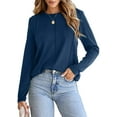 thumbnail image 1 of DOKOTOO Women's Pleated Lightweight Sweater Fall Crewneck Long Sleeve Casual Knit Tops, 1 of 8