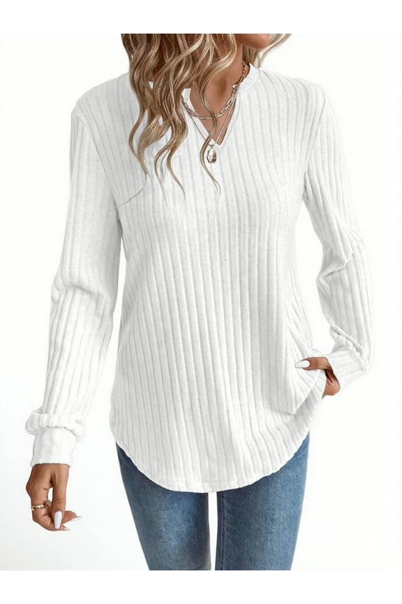 Women's Tunic Shirts Long Sleeve V Neck Casual Lightweight Sweater Blouse Tops
